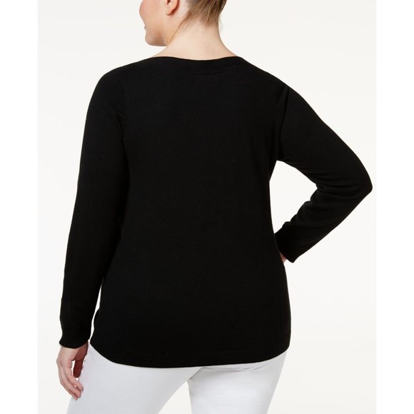 NWT Womens Plus Size 2X Charter Club Bonjour Heart Graphic Knit Sweater NEW - Picture 2 of 2